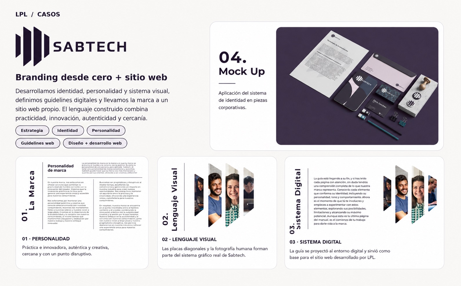 Resumen del proyecto de branding y sitio web desarrollado por LPL para Sabtech
