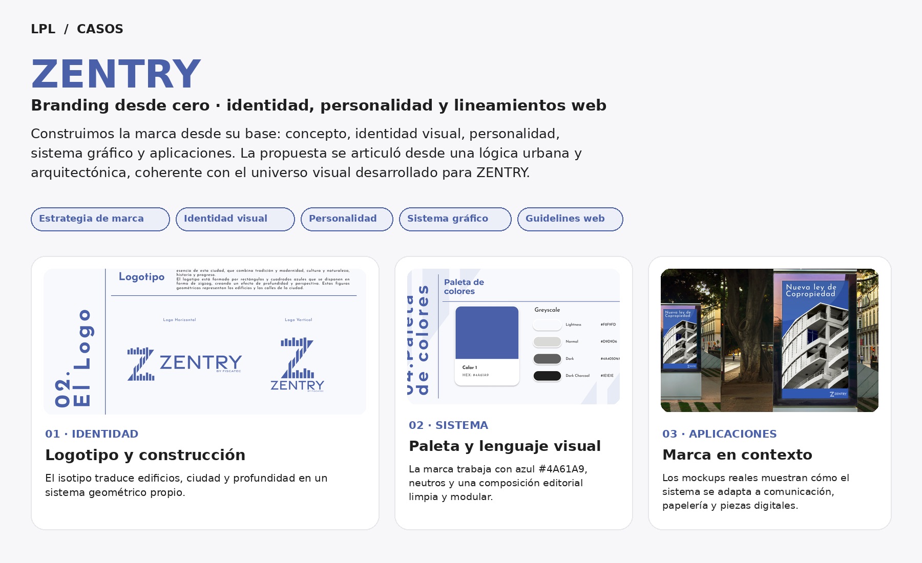 Caso global de identidad de marca Zentry desarrollado por LPL